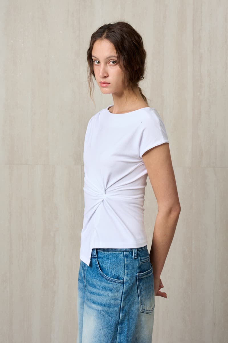 Twisted Drape Top White