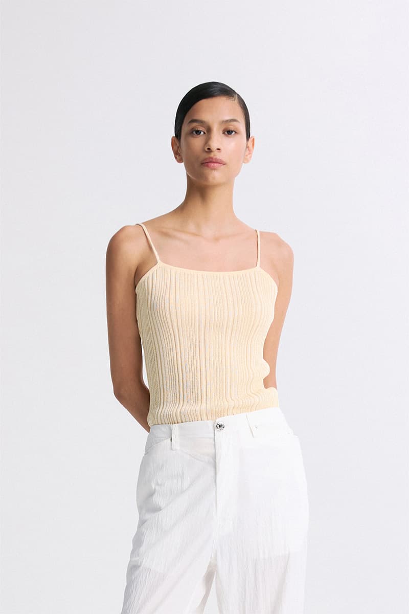 Ribbed Knit Sleeveless Top Vanilla — vue 3