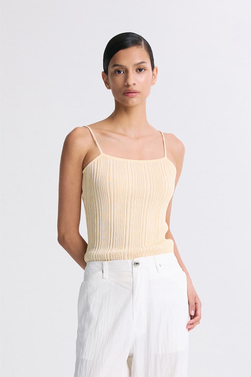 Ribbed Knit Sleeveless Top Vanilla — vue 1