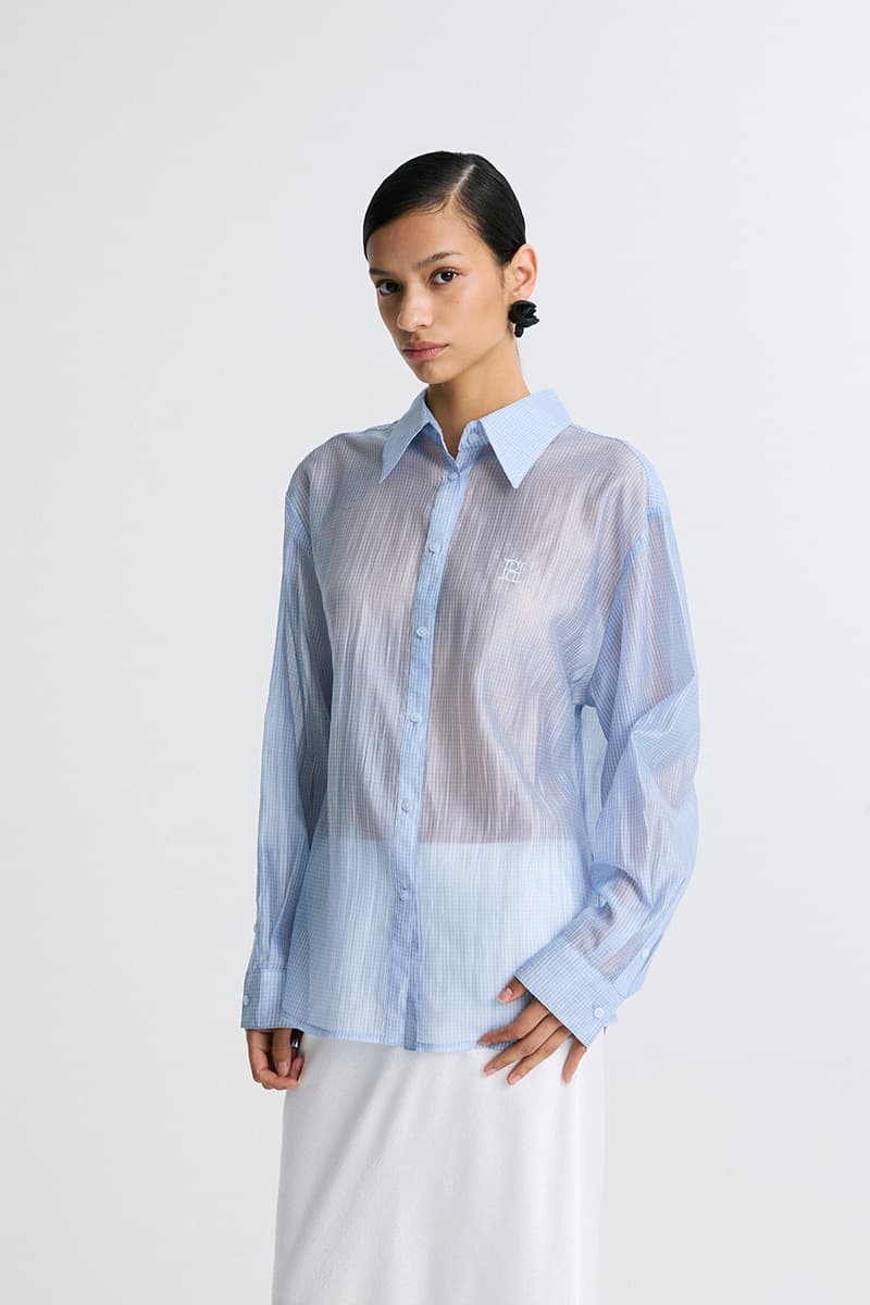 Sheer Checked Shirt Check Blue — vue 3