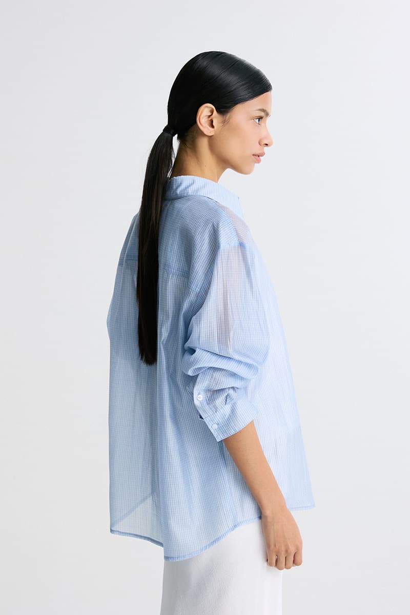 Sheer Checked Shirt Check Blue — vue 5
