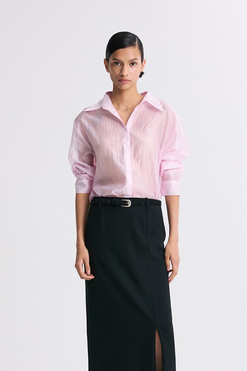 Sheer Checked Shirt Check Pink — vue 5