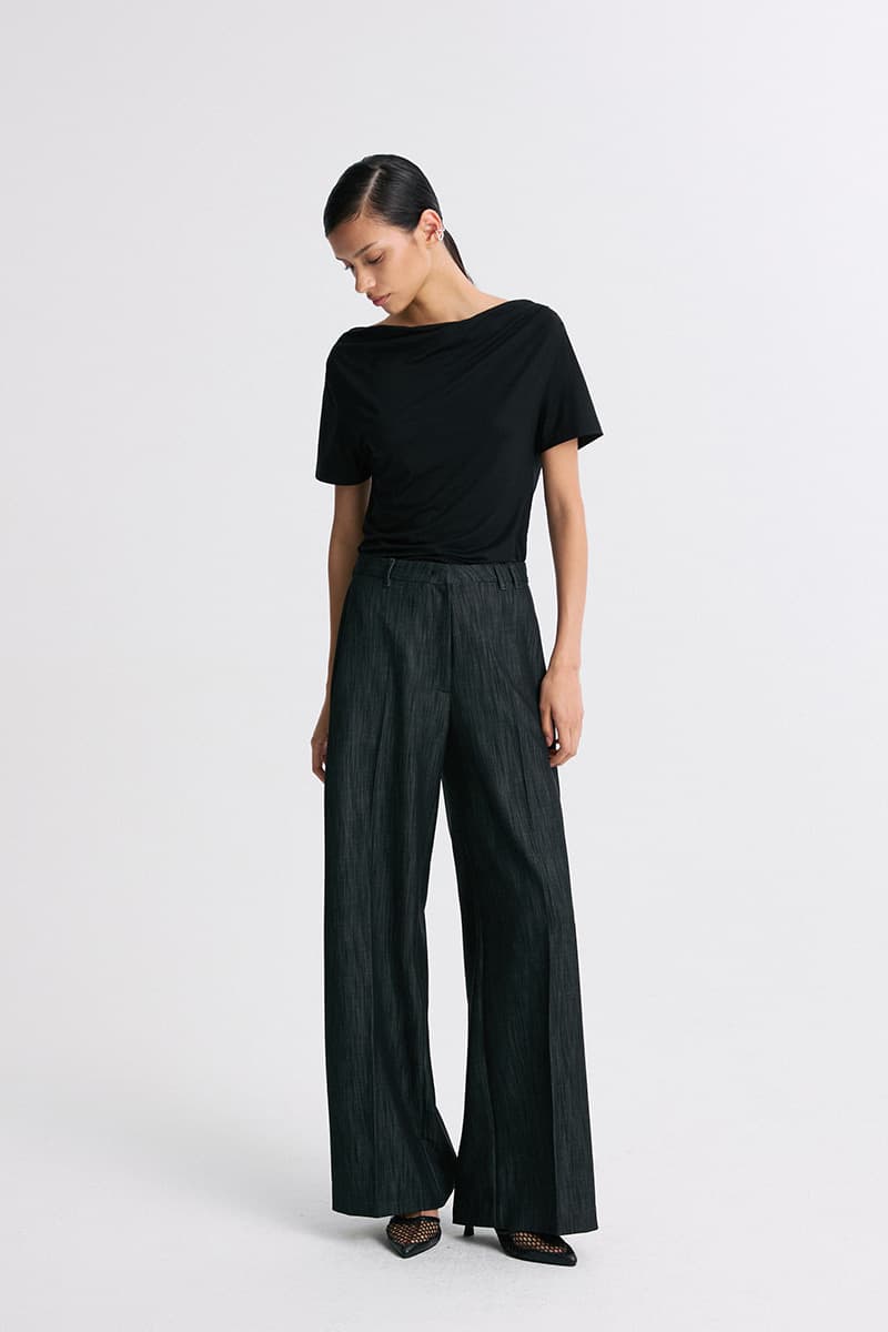 Draped Half-Sleeve Top Black — vue 5