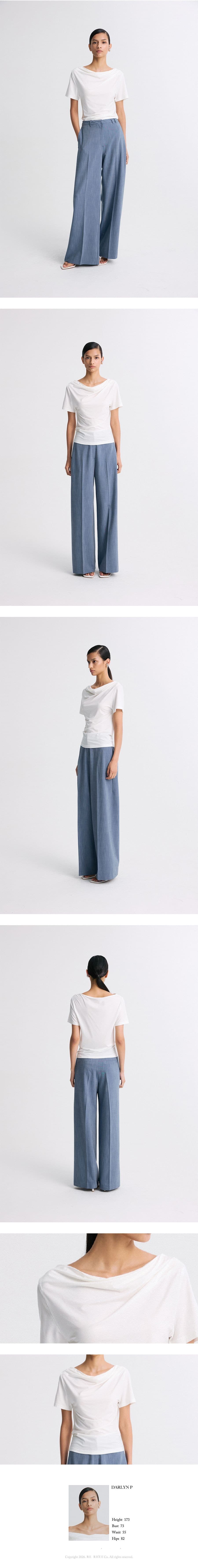Draped Half-Sleeve Top White — vue 8