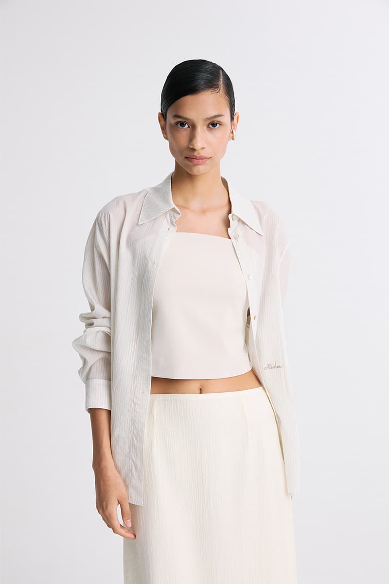 Sheer Striped Shirt Beige Stripe — vue 1