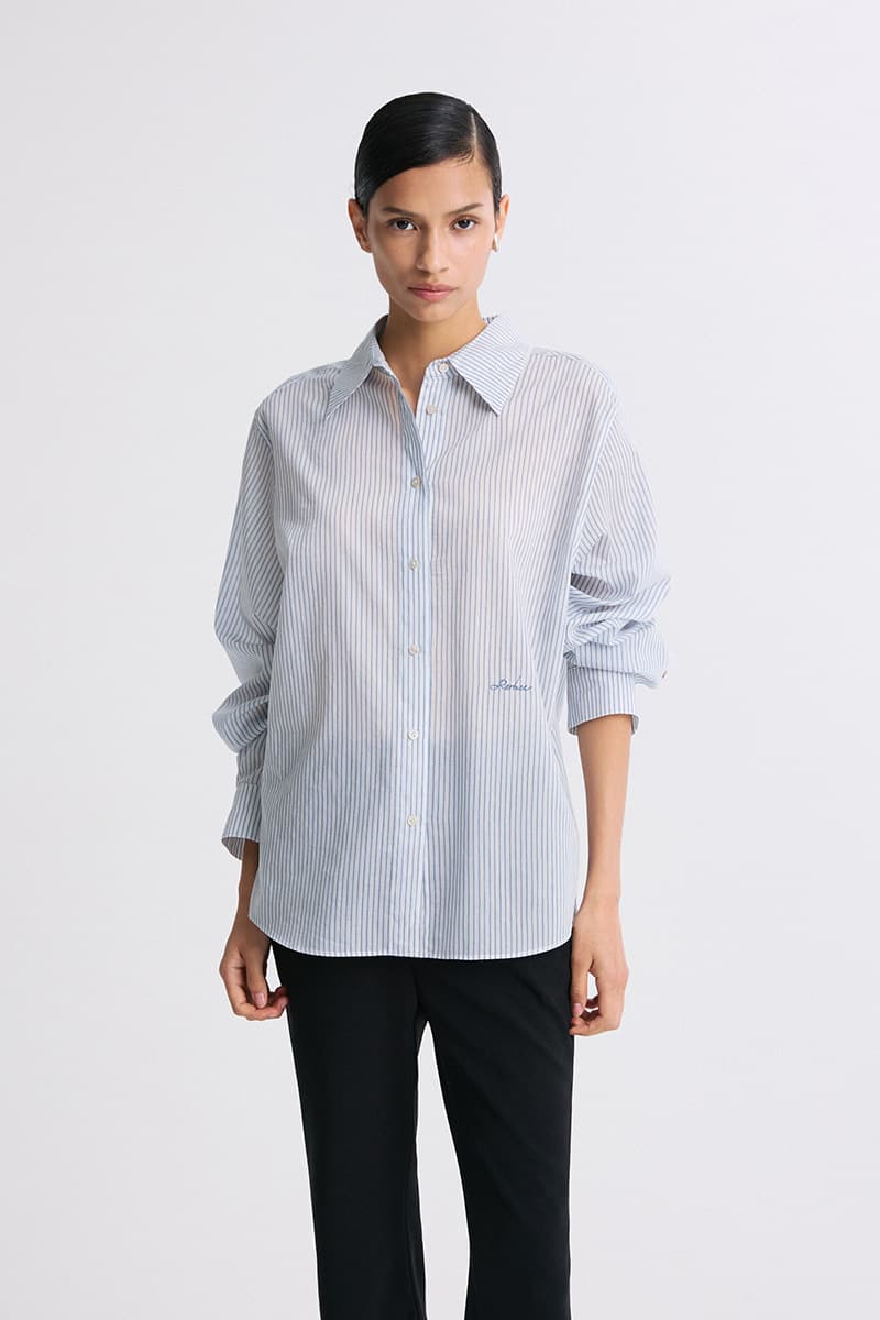 Sheer Striped Shirt Blue Stripe — vue 3
