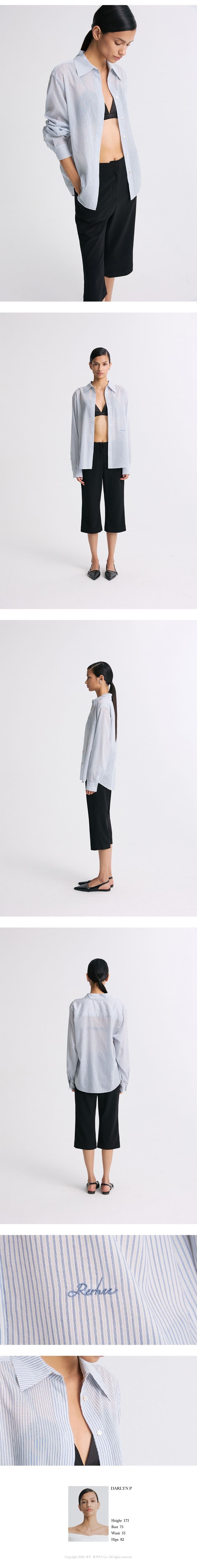 Sheer Striped Shirt Blue Stripe — vue 8
