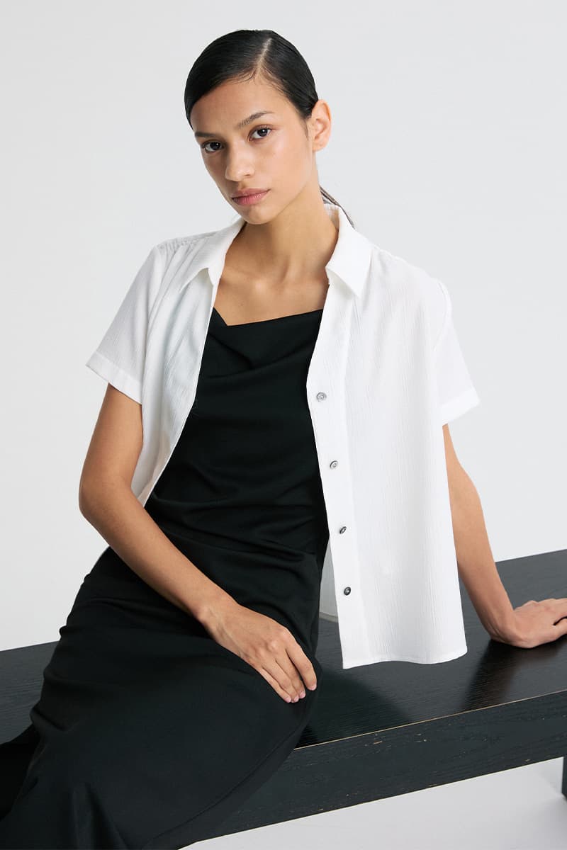 Gathered Shoulder Shirt White — vue 1