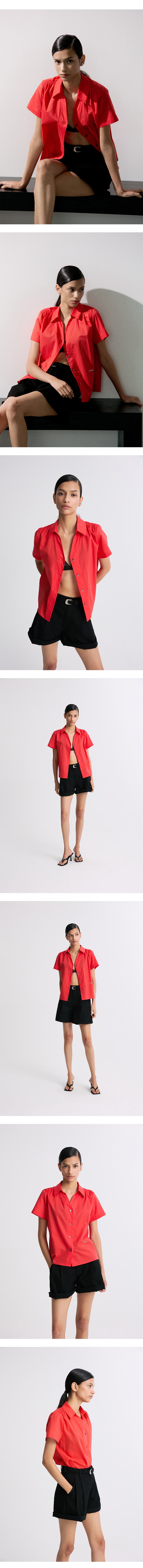 Gathered Shoulder Shirt Red — vue 7