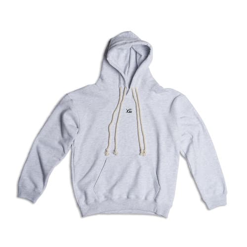 Double Rope Embroidered Hoodie (White Melange)