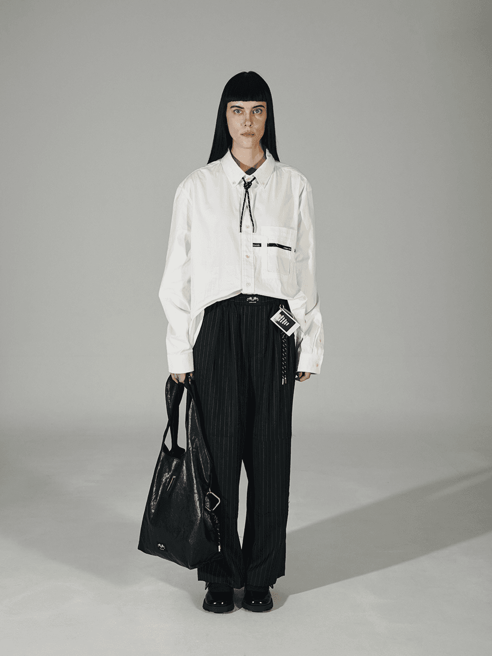Striped Wool Trouser (Black) — vue 1