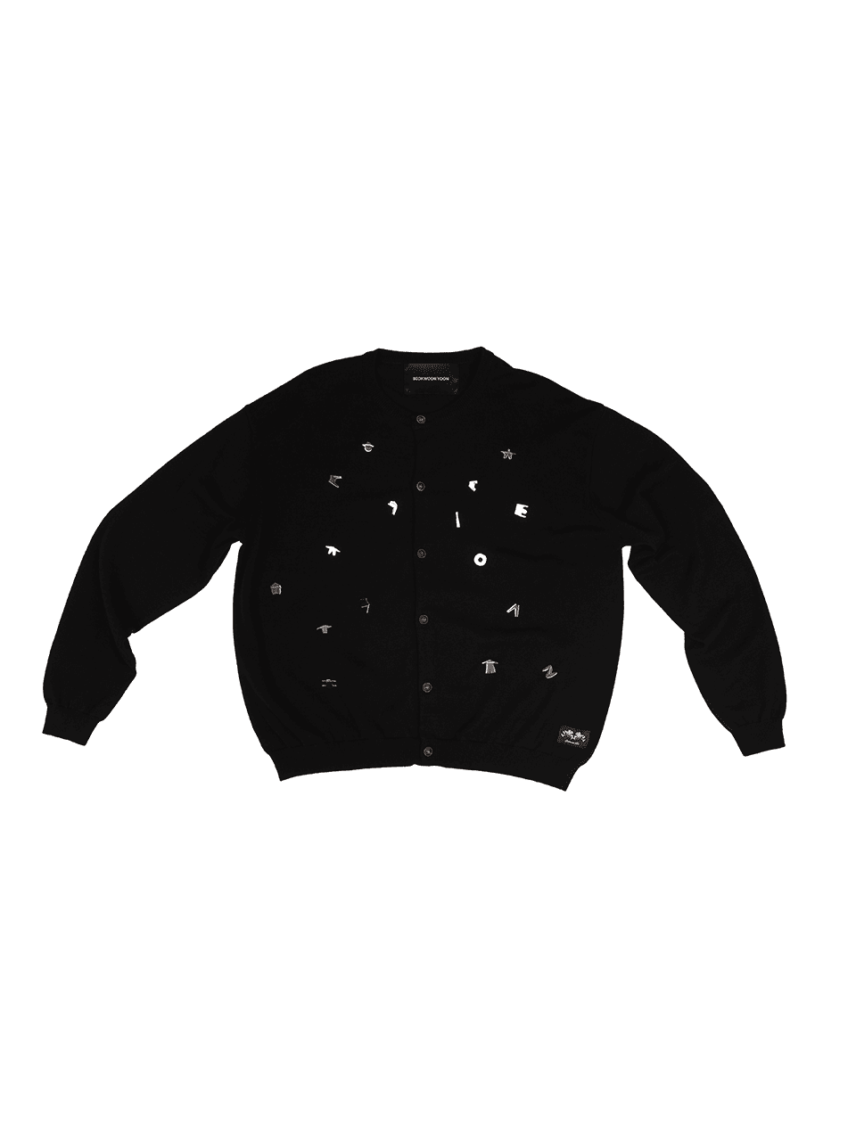 Hangeul Badge Cardigan (Black) — vue 1