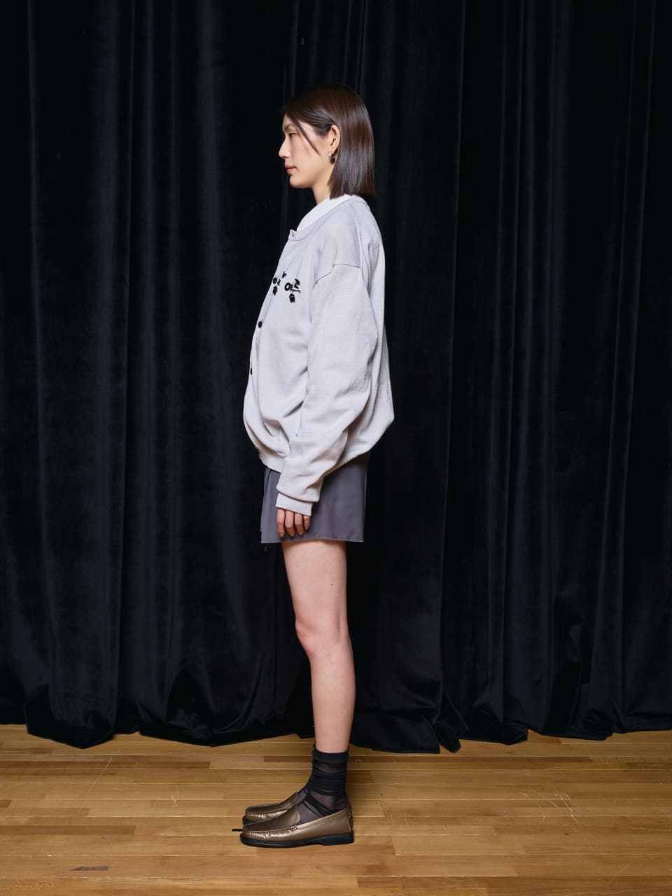 Hangeul Badge Cardigan (Light Grey) — vue 10