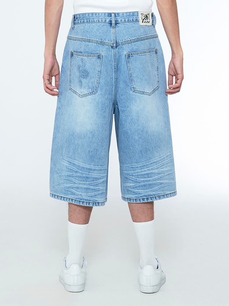 Snake Bermuda Denim Pants Light Blue — vue 3