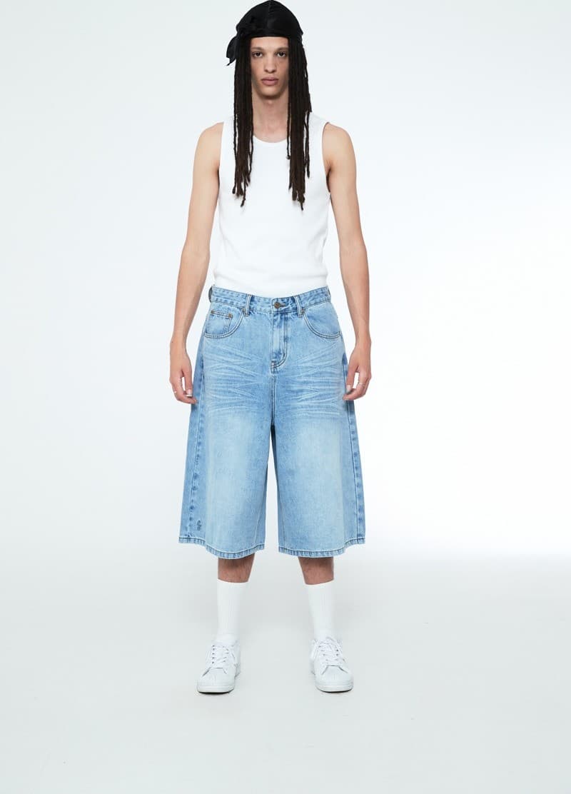 Snake Bermuda Denim Pants Light Blue — vue 5