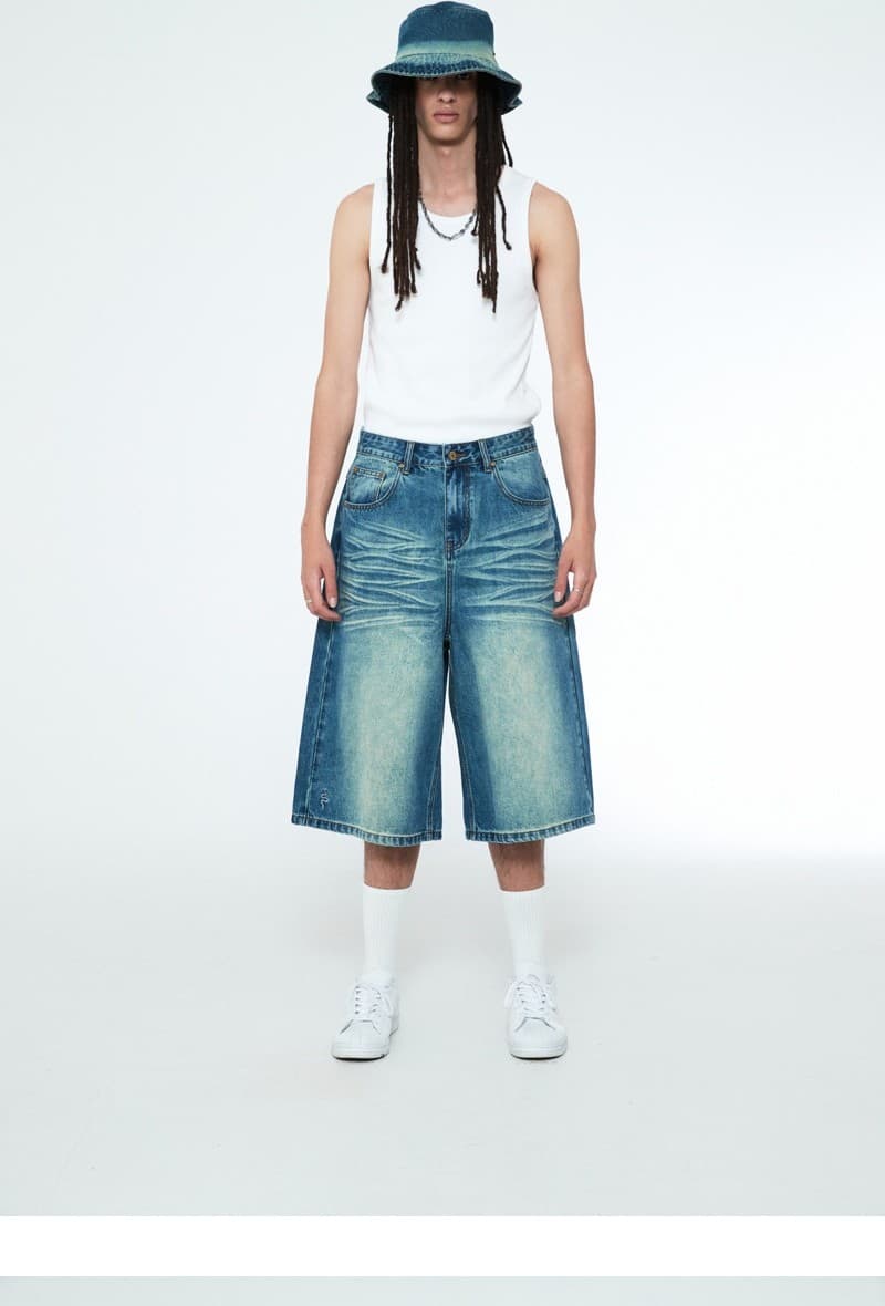 Snake Bermuda Denim Pants Vintage Blue — vue 5