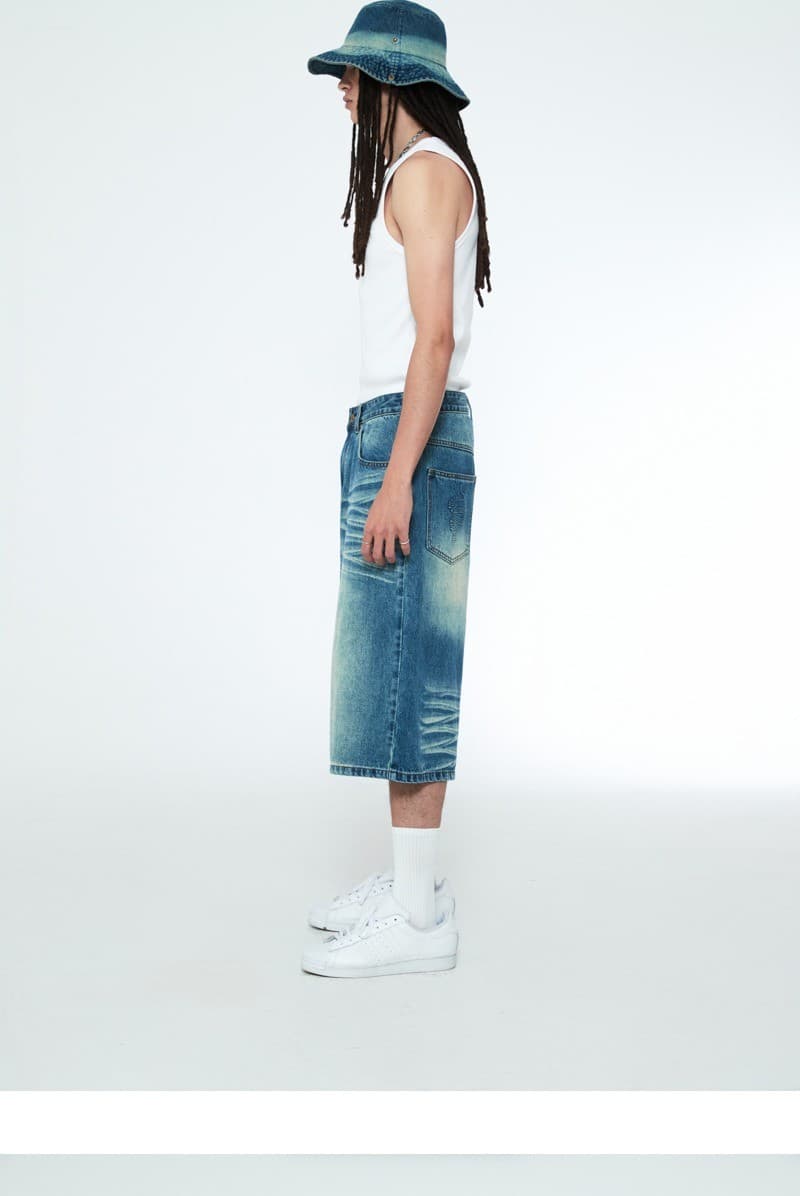 Snake Bermuda Denim Pants Vintage Blue — vue 7