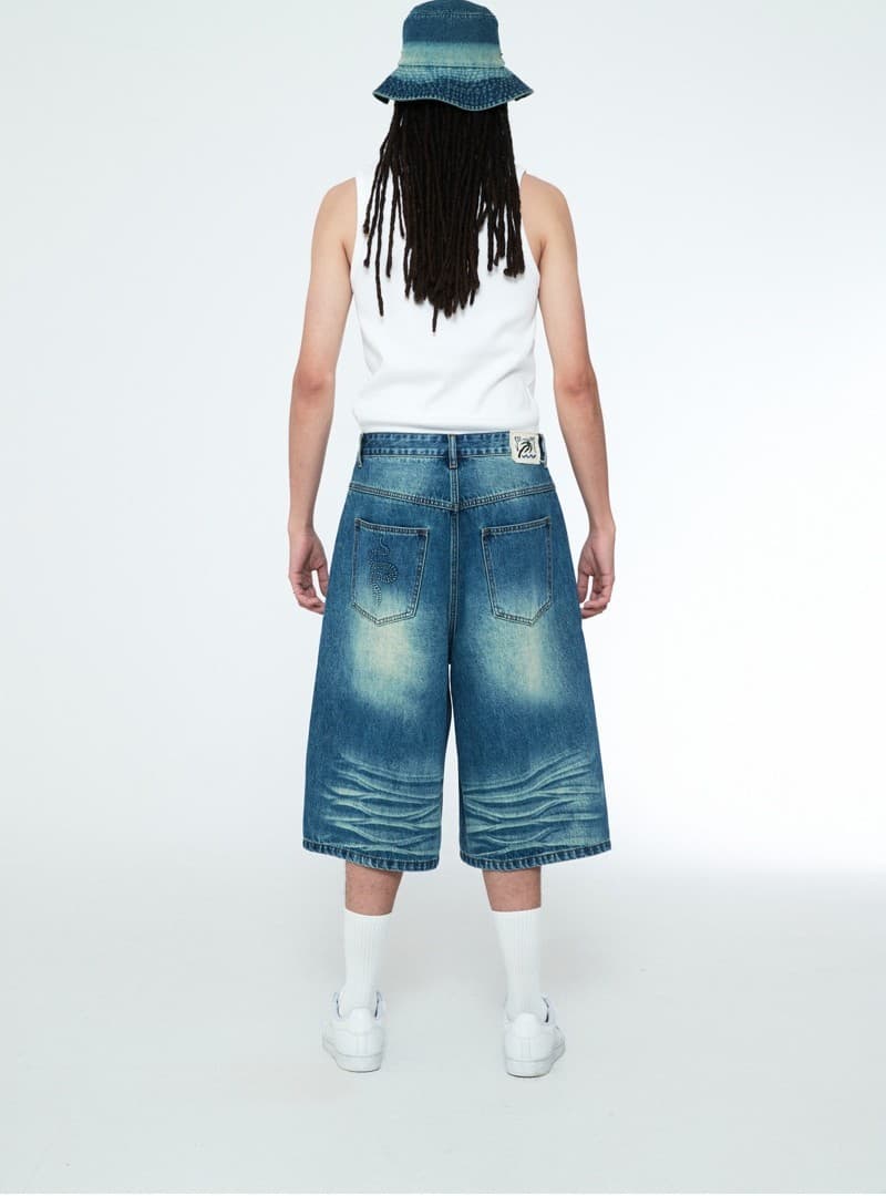 Snake Bermuda Denim Pants Vintage Blue — vue 8