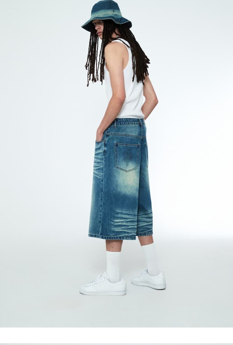 Snake Bermuda Denim Pants Vintage Blue — vue 10