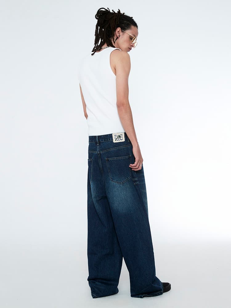 Daily Boy Wide Denim Pants Ocean Blue — vue 3