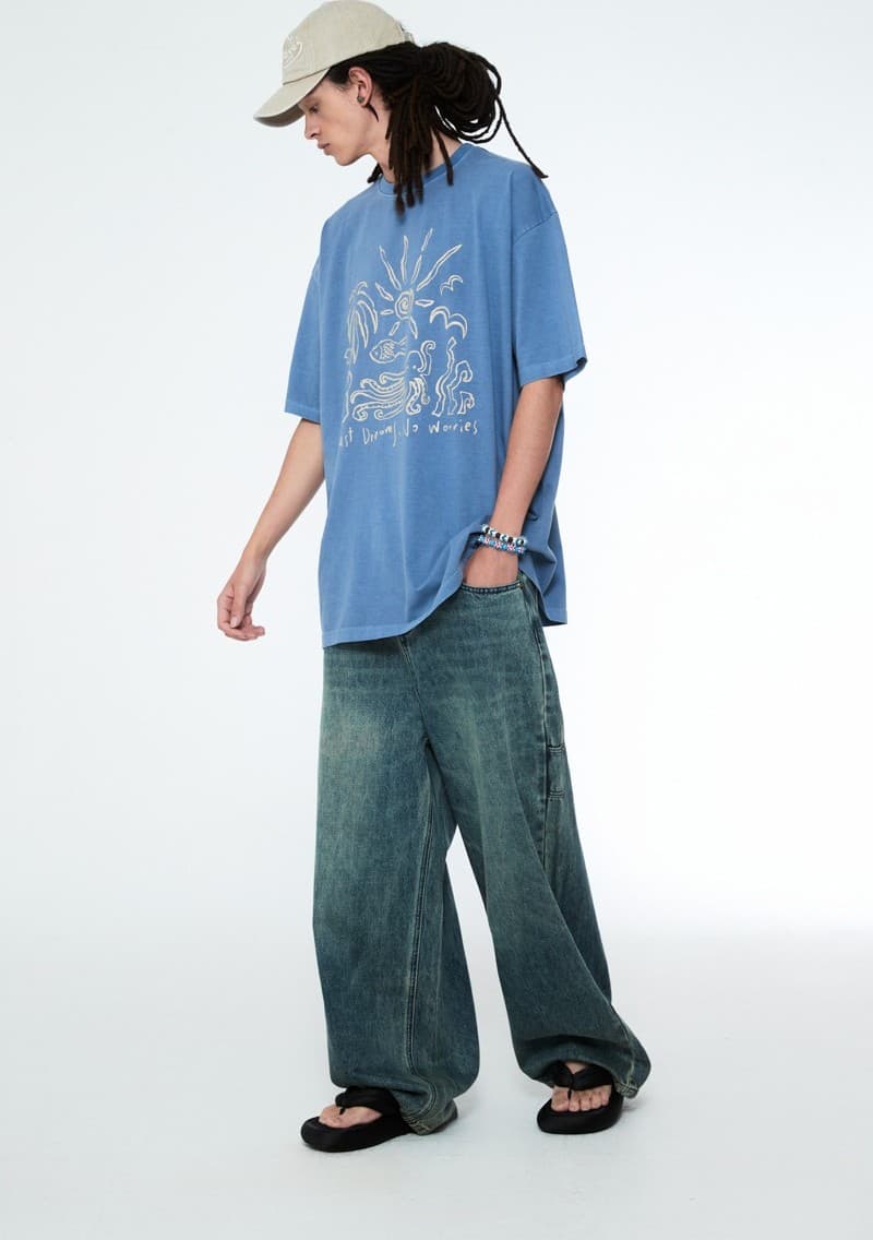Daily Boy Wide Denim Pants Turquoise — vue 7