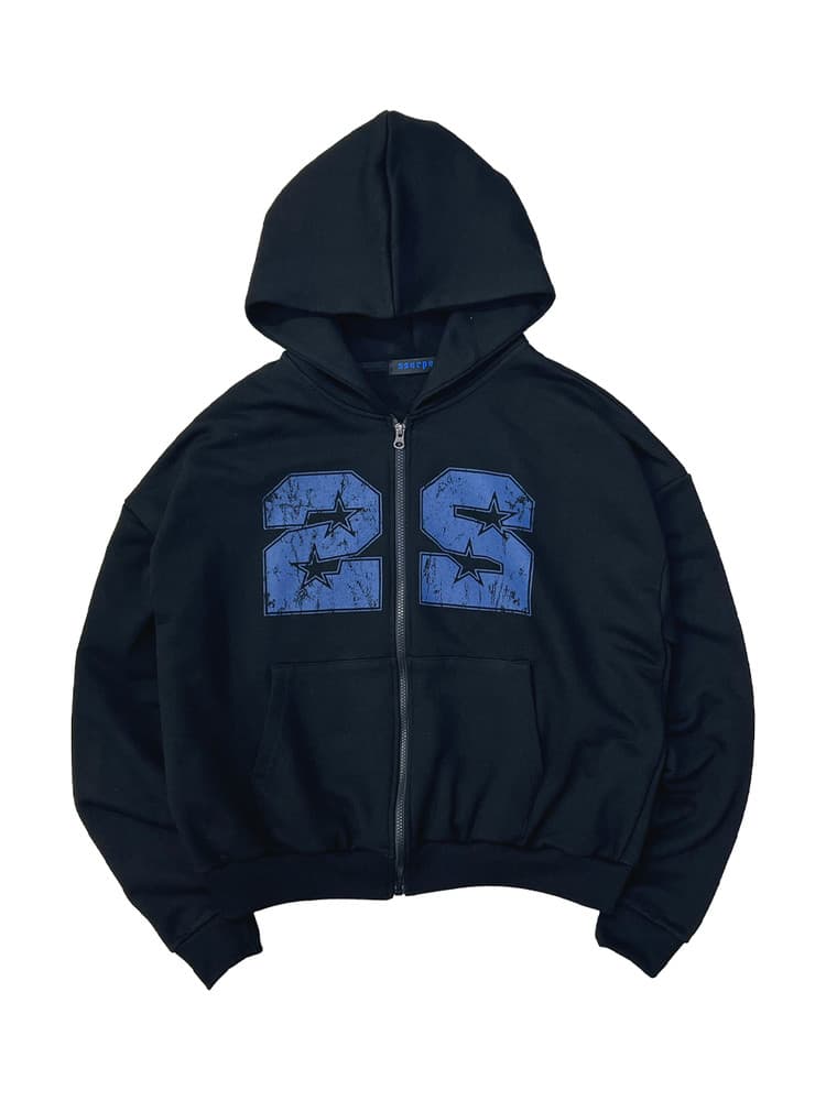 22 Hoodie Zip Up Black — vue 1