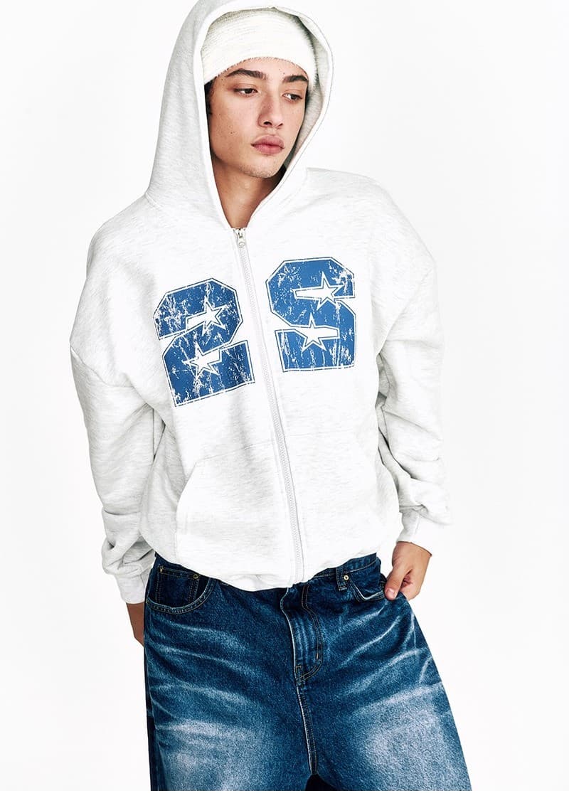 22 Hoodie Zip Up Melange White — vue 6