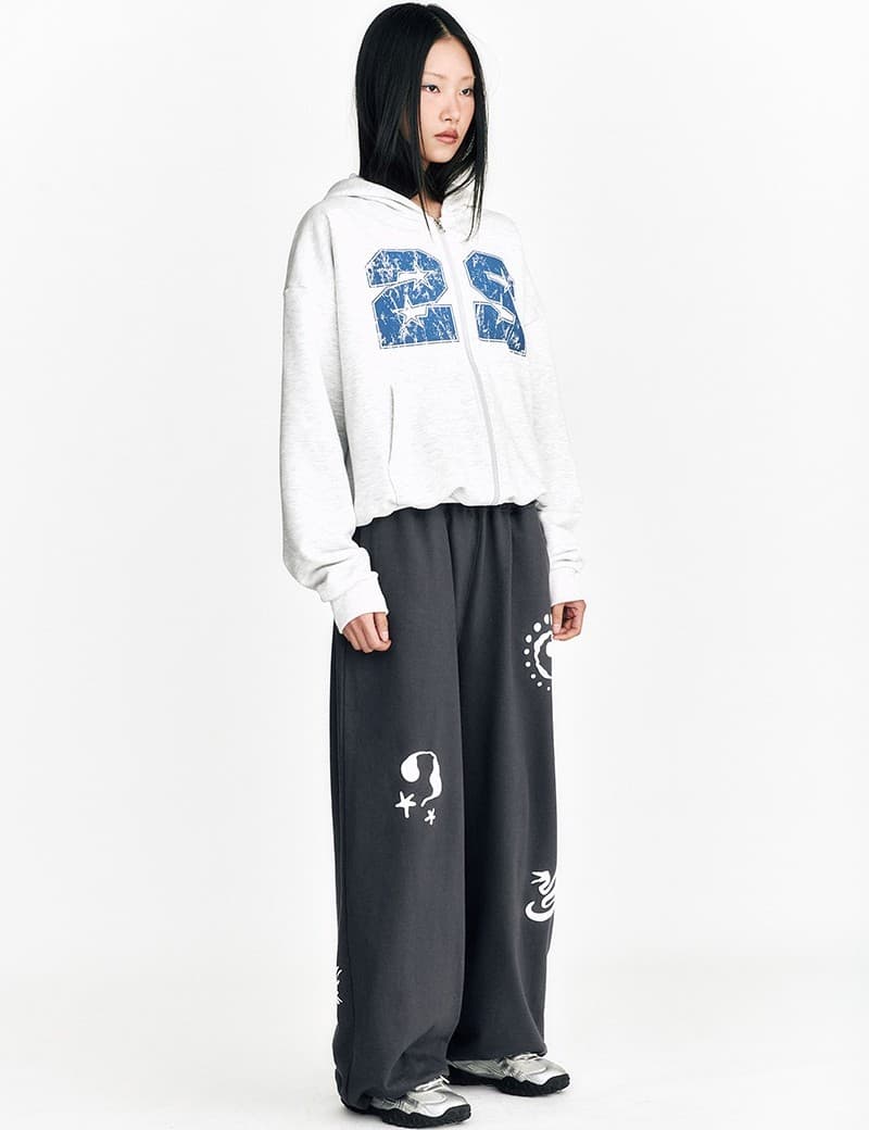 22 Hoodie Zip Up Melange White — vue 8