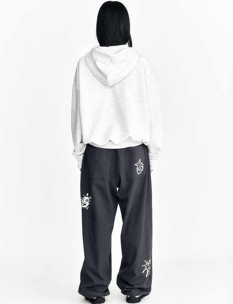 22 Hoodie Zip Up Melange White — vue 9