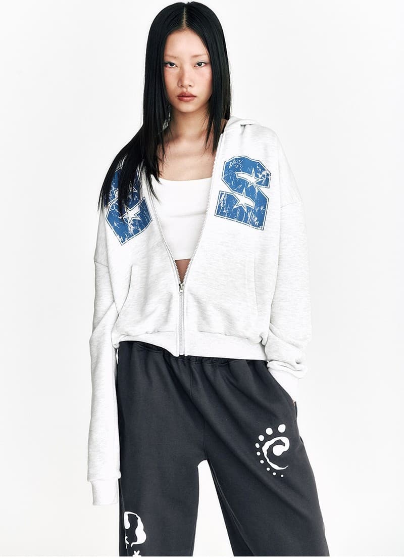 22 Hoodie Zip Up Melange White — vue 11