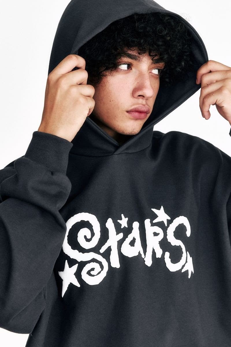 Star Embossed Hoodie Charcoal — vue 4