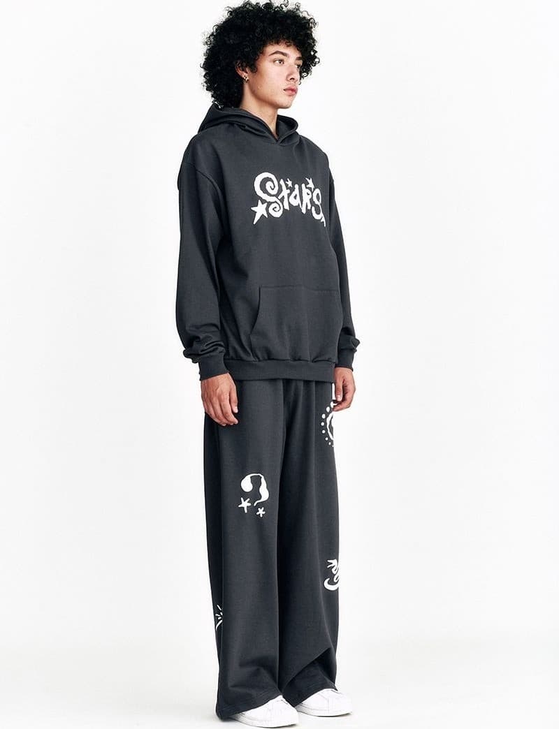 Star Embossed Hoodie Charcoal — vue 7