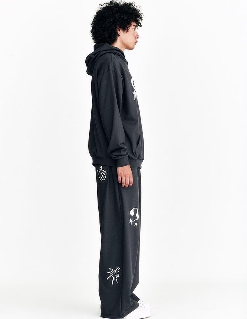Star Embossed Hoodie Charcoal — vue 8