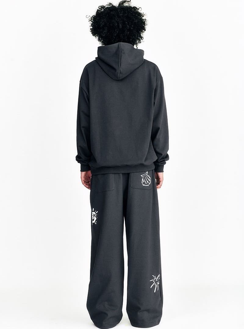 Star Embossed Hoodie Charcoal — vue 9