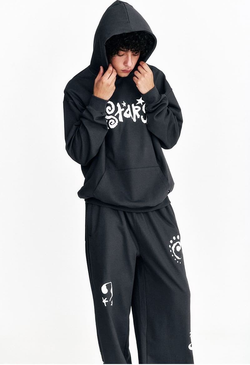 Star Embossed Hoodie Charcoal — vue 10