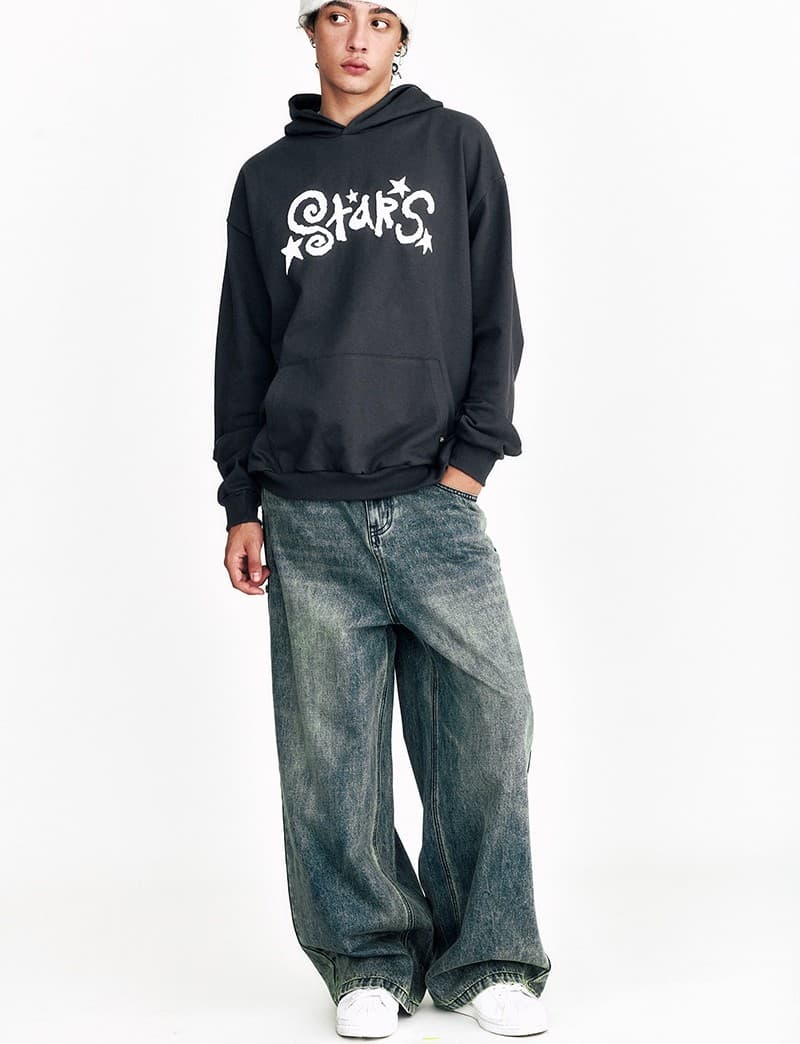 Star Embossed Hoodie Charcoal — vue 11
