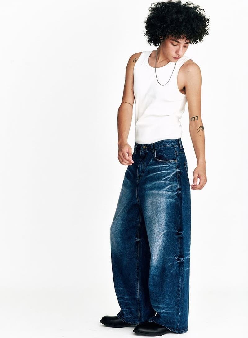 Starry Night Washed Wide Denim Pants Blue — vue 8