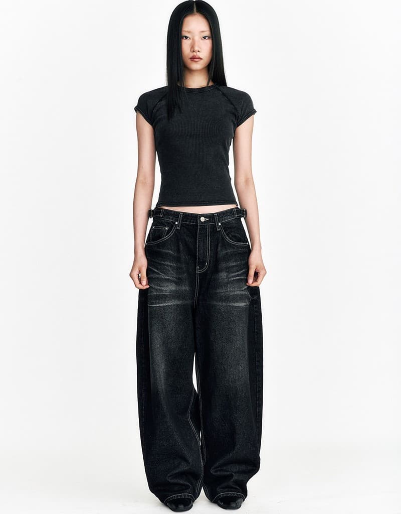 Night Rider Curved Denim Pants Black — vue 4
