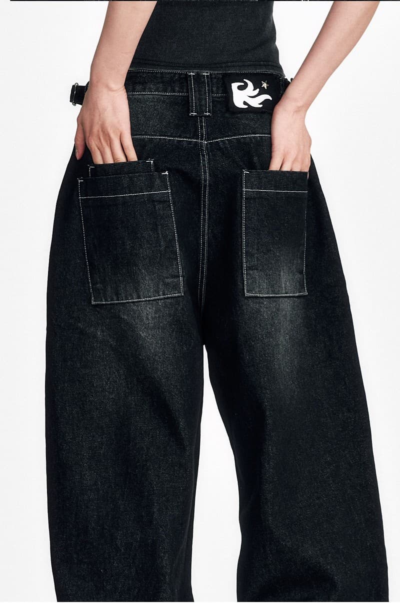 Night Rider Curved Denim Pants Black — vue 11