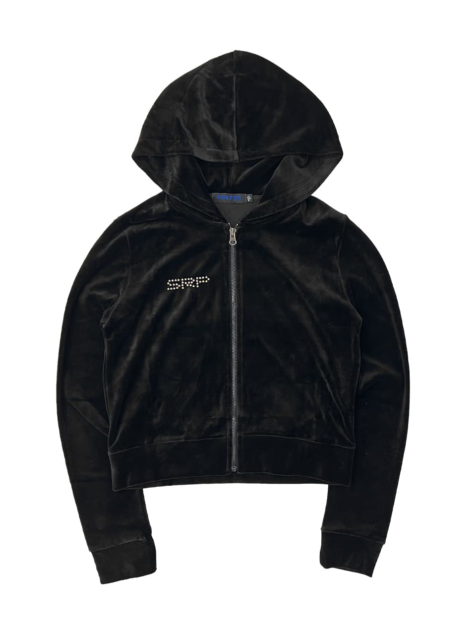 Stud Velvet Crop Hoodie Zip Up Puma Black