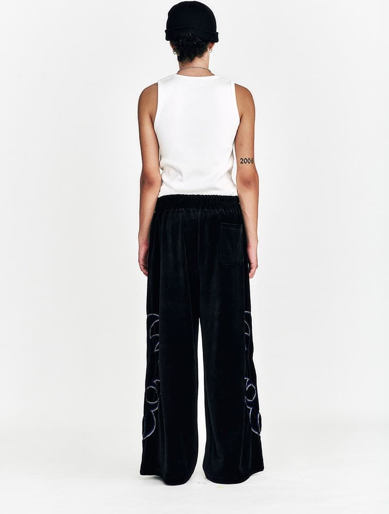 Western Embroidery Velvet Wide Pants Puma Black — vue 5