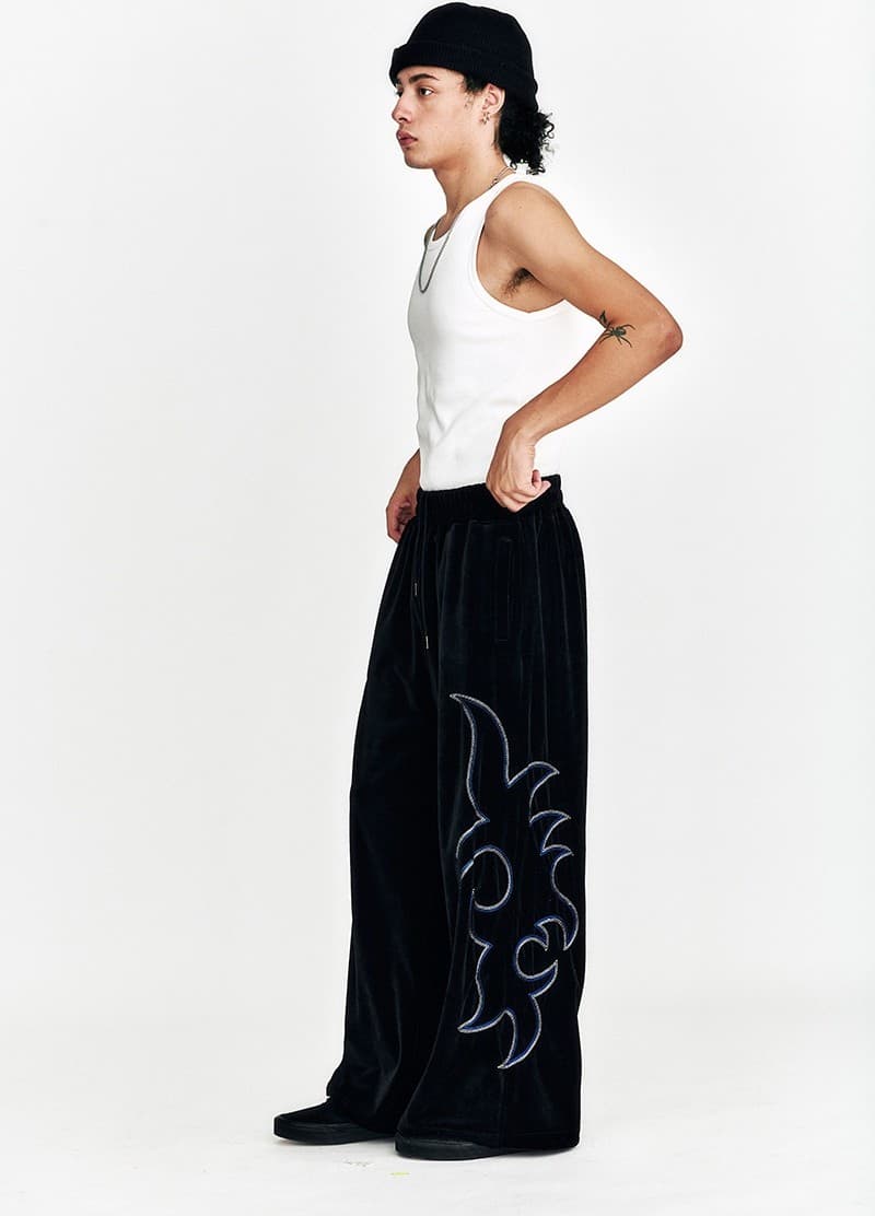 Western Embroidery Velvet Wide Pants Puma Black — vue 7