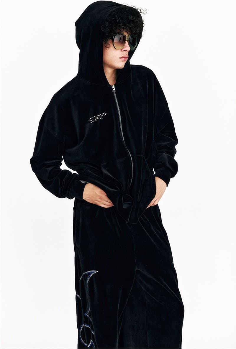 Western Embroidery Velvet Wide Pants Puma Black — vue 10