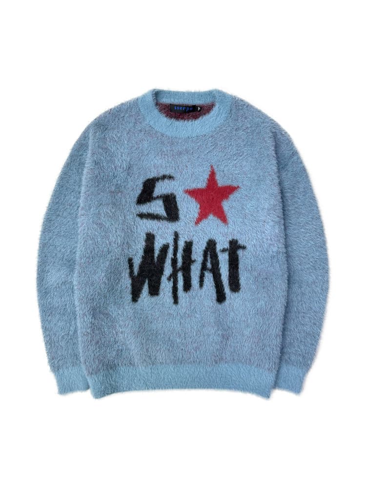 So What Hairy Knit Sweater Turquoise — vue 1