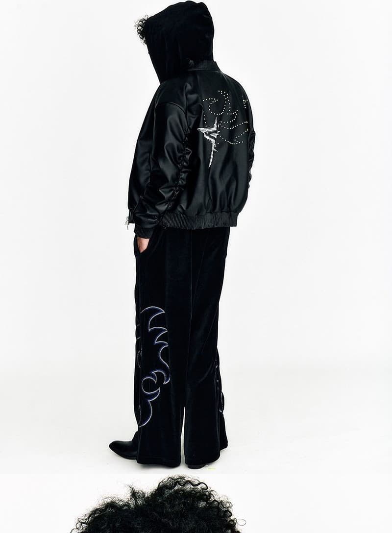 Flame Stars Stud Bomber Vegan Leather Jacket — vue 11