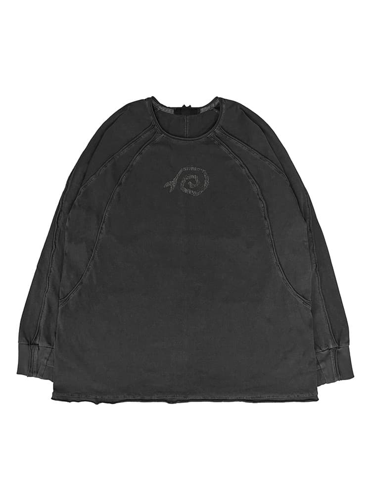 Raw Pigment Finger Hole Long Sleeve T Charcoal — vue 2