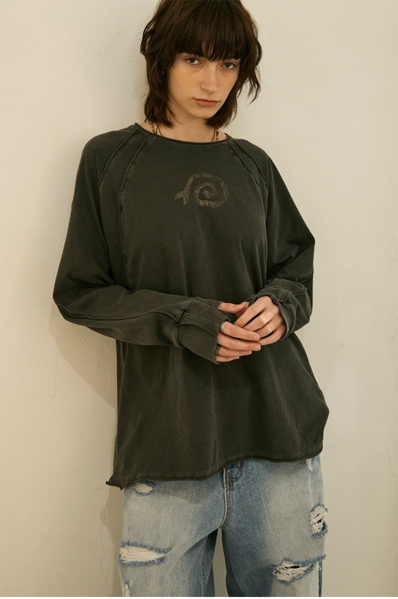 Raw Pigment Finger Hole Long Sleeve T Charcoal — vue 8