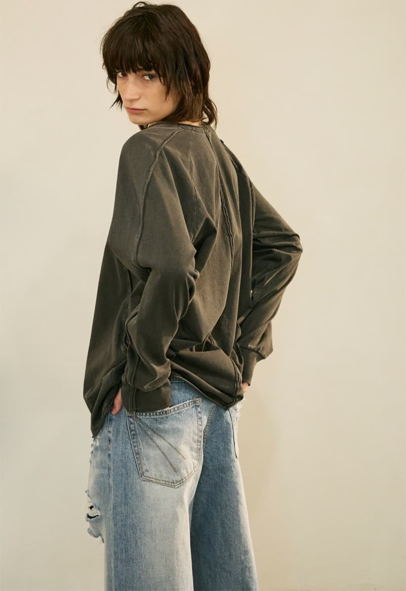 Raw Pigment Finger Hole Long Sleeve T Charcoal — vue 10