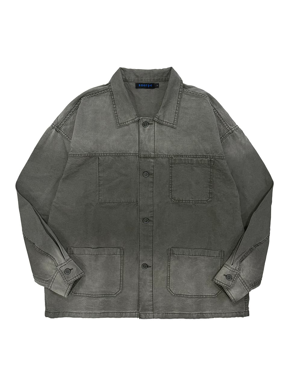 Washed French Work Jacket Deep Khaki