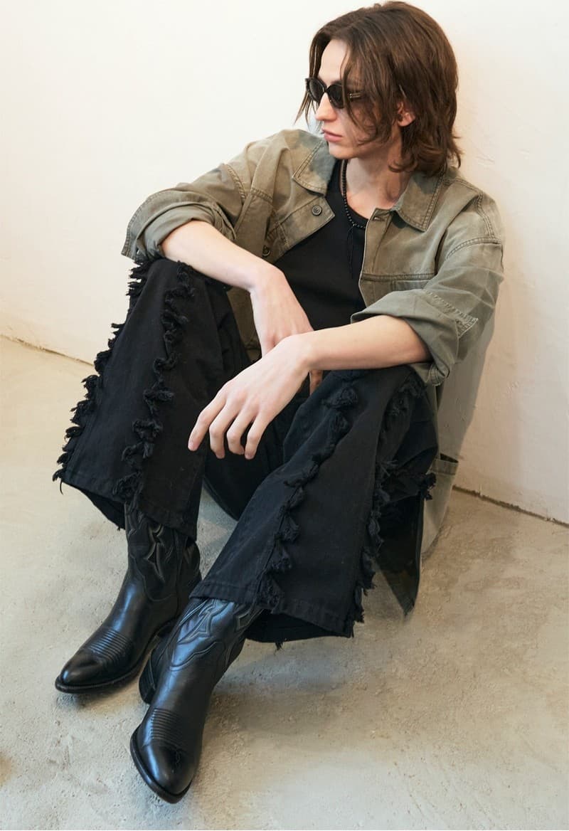 Tassel Boots Cut Denim Pants Black — vue 5